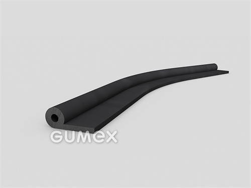 "P" Gummiprofil mit Loch, 20x8/2mm, 60°ShA, NBR, -40°C/+70°C, schwarz, 